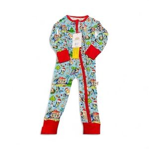 Colorful Bluey Christmas Kids Footie zippy Bamboo Pajama